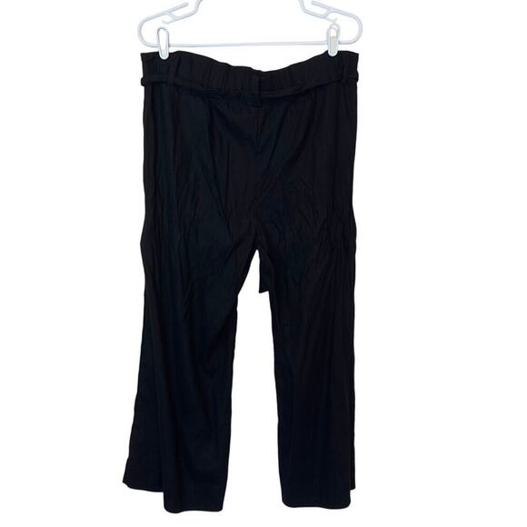 J. Jill Linen Stretch Tie Waist Crop Pants Size M Black Minimalist Casual Comfy - Picture 2 of 6